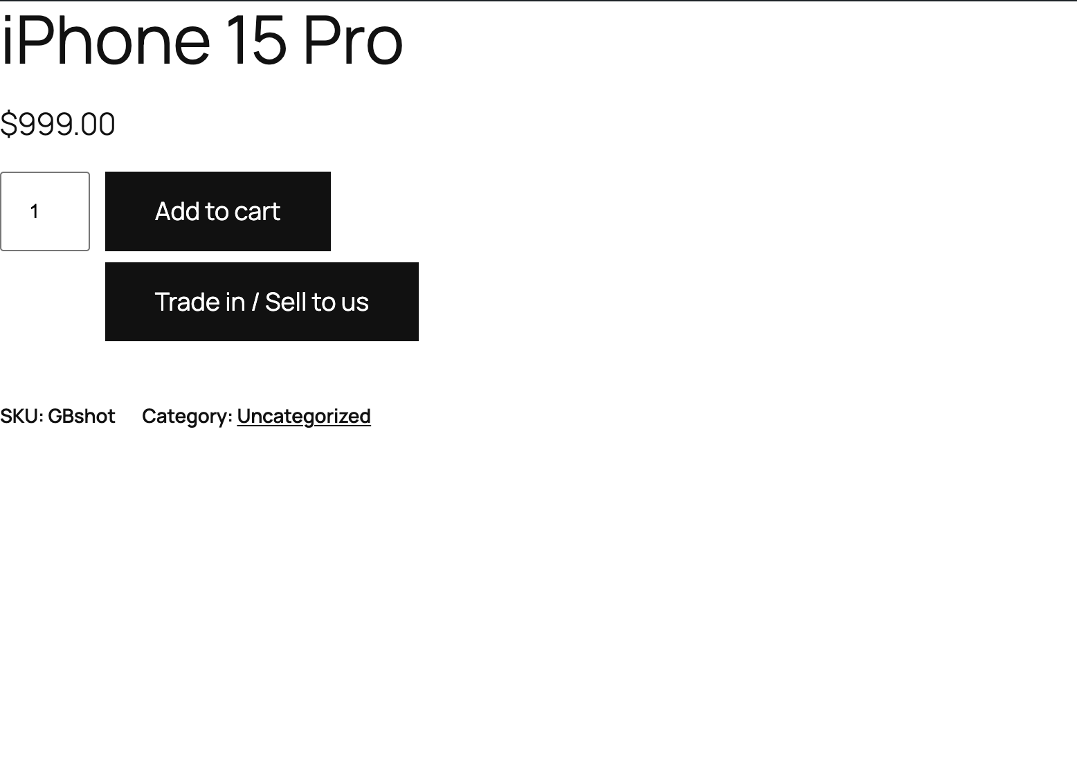 A product showing both Add to cart and Trade in buttons